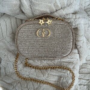 Christian Dior Limited Edition Gold Vanity Case Crossbody Bag with Gold Chain